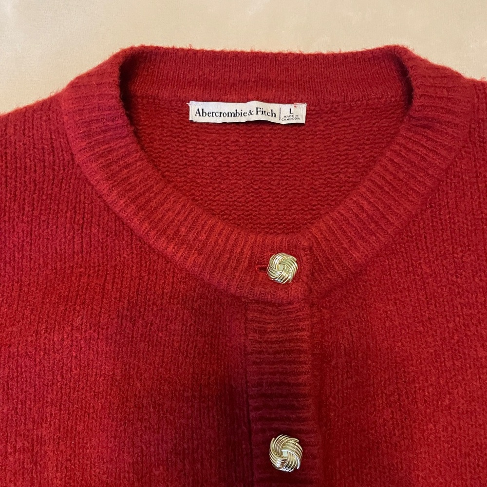 Abercrombie & Fitch Rust Red Cardigan Sweater Large - Picture 5 of 11